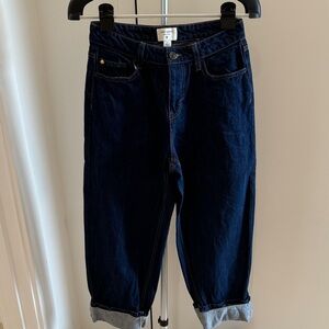 Dark Indigo Women’s Boyfriend Jeans - Relaxed Cuffed Style